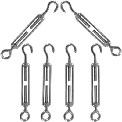 M4 Spannkabel Spanner Oog Haak RVS 304 Verstelbare Kabelspanner voor Staaldraad, Kledinglijn, Ketting (5 Stuks)