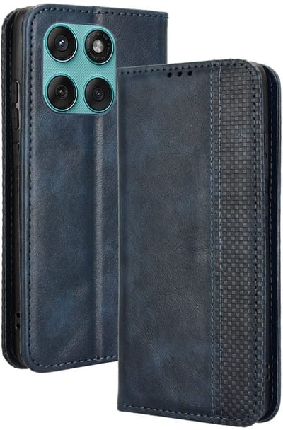 Coverup Hoesje - Geschikt voor Motorola Edge 60 / 60 Fusion Hoesje - Coverup Vintage Style Book Case - Blauw