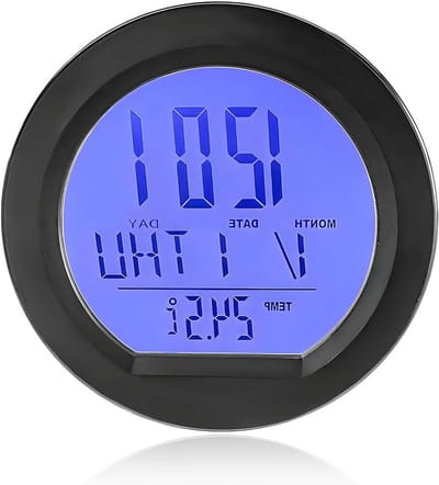 Digitale Klok Thermometer - Auto Dashboard - Reistijd Weergave - Automatische Achtergrondverlichting - 6.9 x 6.9 cm - Zwart