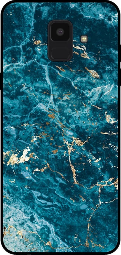 Smartphonica Telefoonhoesje voor Samsung Galaxy A6 2018 met marmer opdruk - TPU backcover case marble design - Blauw geschikt voor Samsung Galaxy A6 2018