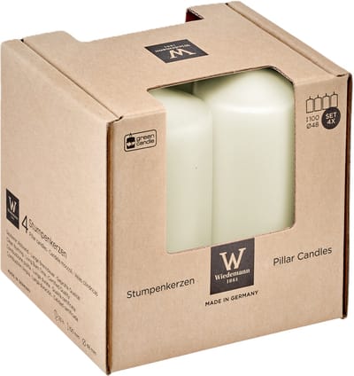 Trend Candles Cilinderkaarsen - 4x - ivoor wit - 5 x 10 cm - 18 branduren - geurloos - kaarsen