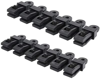 Zwarte zeilklemmen set van 12 – waterdichte tarp clips voor zwembadafdekking, luifel, tent doek en autohoes – verstelbare kunststof klemmen voor kamperen en outdoor gebruik