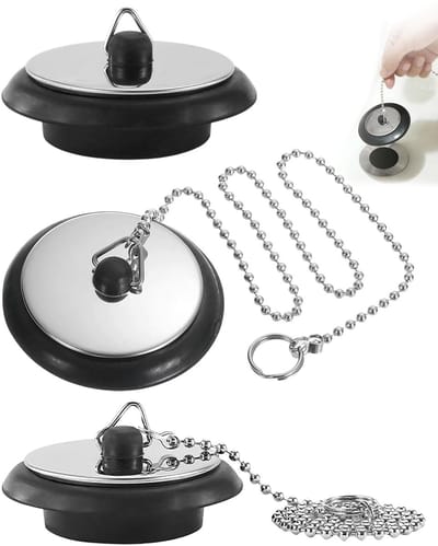Wastafelstoppen met 40cm Ketting Ø 40-45mm Universele afvoerstoppen van rubber voor Bad- en wastafelstoppen Keukenspoot en wastafel Langdurig silicone Stöpsel