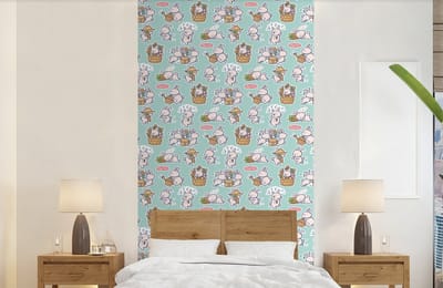 Behang - Fotobehang Konijn - Tuin - Patroon - Breedte 120 cm x hoogte 240 cm