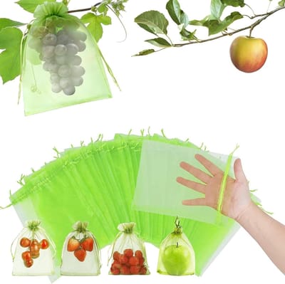 Set van 100 Fruitnetzakken voor Bescherming van Druiven, Kersen en Bessen tegen Vliegen, Wespen en Vogels (20 x 30 cm)