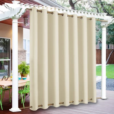 Waterdichte Outdoor Gordijnen - Buiten Gordijnen Overkapping - Buiten UV-Beschermende Gordijnen - Outdoor gordijnen voor patio en pergola - B 254 x H 213 cm - Beige - 1 stuk