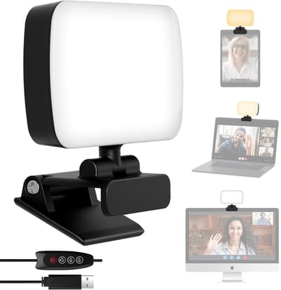 GELLDG Videoconferentielamp - Clip-on LED-paneellamp - 120 LED-chips - 3 verlichtingsstanden - USB-voeding - Invullicht - Geschikt voor livestreaming, laptops, conferenties, live-uitzendingen en kantoorgebruik