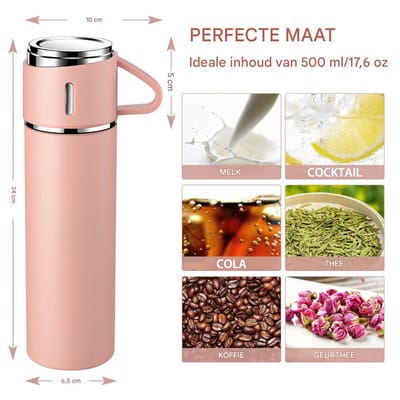 Ynkkvre - reismok-geïsoleerde mok-reismok-500ML-gemakkelijk schoon te maken-BPA-vrij-zwart
