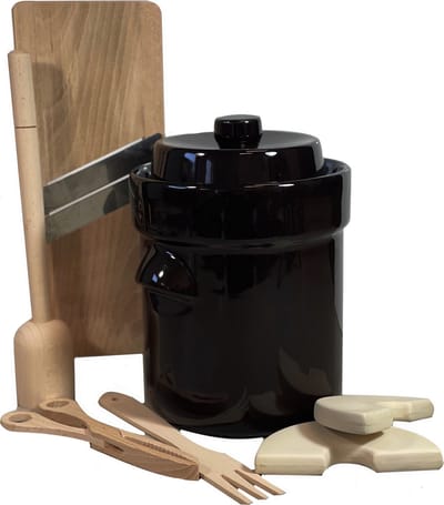 Startpakket fermenteren 3 liter (Bruin-Modern) - fermenteerpot - zuurkoolpot - kimchipot