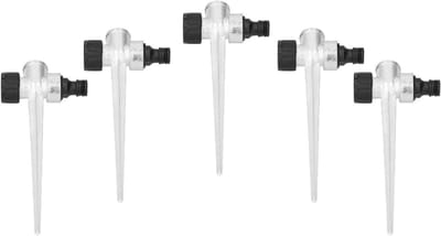 5-delige tuin sproeiset, 360° roterende sproeier, metalen tuin sproeier met 1/2 inch aansluiting, ideaal voor gazon en plantenverzorging