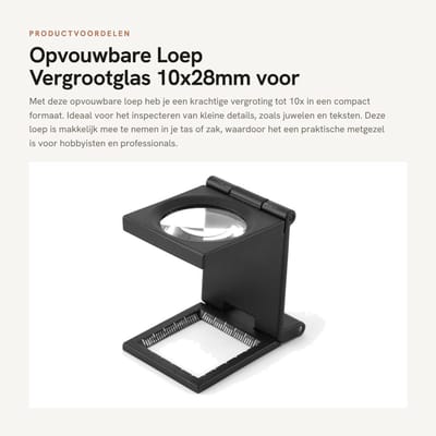 Dailygoods - Opvouwbare Loep Vergrootglas 10x28mm voor Juweliers en Lezen