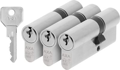 AXA Dubbele veiligheidscilinders (Security) 30-45 mm:  3 stuks gelijksluitend - SKG**
