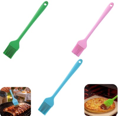 3 stuks borstels - boter siliconen borstel - barbecue borstel - bakborstel - siliconen borstel - herbruikbaar - wasbaar - kookgerei - geschikt voor keuken, banketbakkerij, barbecueplek (verschillende kleuren,19*3cm)
