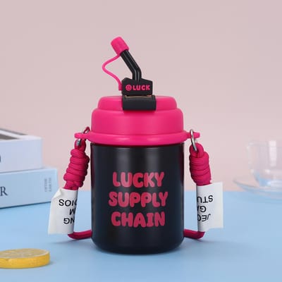 Tasse à café double de haute qualité et grande capacité, tasse en acier inoxydable à double paroi isolée sous vide, tasse portable avec paille 500ml