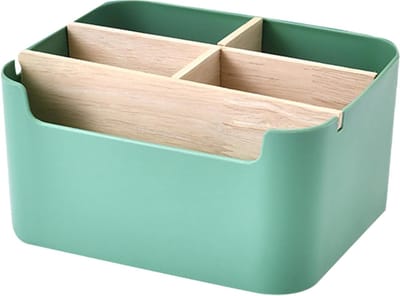 Houten pennenhouder en multifunctionele organizer voor bureau, opbergbak en sieradenhouder