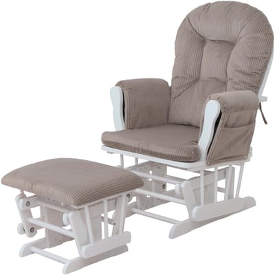 Relaxfauteuil MCW-C76, schommelstoel schommelstoel met kruk stoffen koord 320g/m² Oeko-Tex ~ lichtgrijs frame wit
