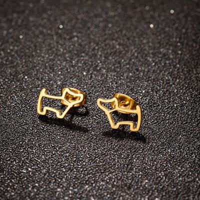 Gading® dames RVS oorknoppen met hondje-11mm-7mm-goud