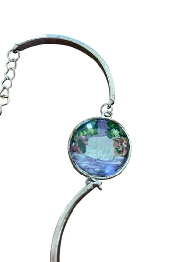 Sieradenhanger – handgeschilderd in Bob Ross stijl, met waterval - Handgeschilderde armband – Bob Ross stijl