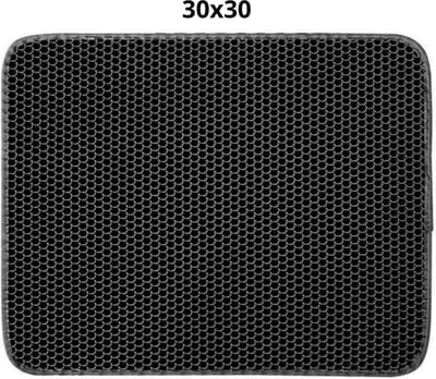Bovista Kattenbak Mat - Katten Mat - Grit Opvanger - Schoonloopmat Kattenbak - Kattenbak Uitloopmat - Kattenbak Matje - Cat Litter Mat - Anti Slip - Zwart - 30x30cm