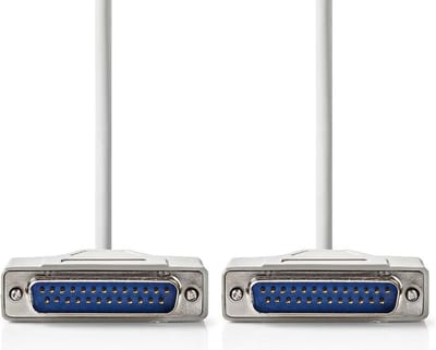 Nedis Seriële Kabel - D-SUB 25-Pins Male - D-SUB 25-Pins Male - Vernikkeld - 2.00 m - Rond - PVC - Ivoor - Label