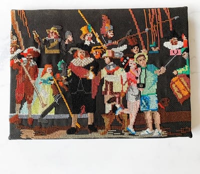 Nachtwacht borduurpakket - Studio Koekoek x Club Geluk samenwerking - Compleet pakket inclusief DMC borduurgaren en zwarte Aida stof