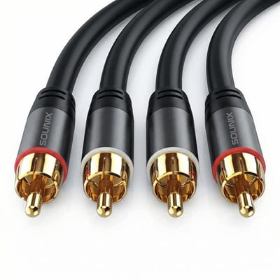 Sounix Tulp Stereo Audio Kabel - 2RCA naar 2RCA - Tulp Kabel - 2 Meter - Zwart