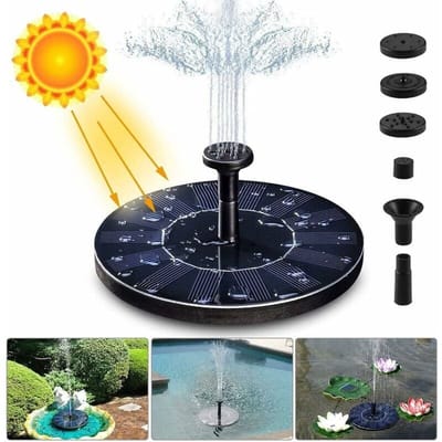 Vijverfonteinen Zonne-fonteinpomp, 1,4 W 150 L/u zonne-waterpomp (maximaal 70 cm) + 4 sproeiers, mini-zonnepomp voor decoratieve tuinvijverfonteinen