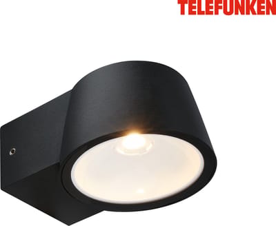 TELEFUNKEN - LED Wandlamp - 323005TF - IP54 - Warm wit licht - 7,5 watt - 700 lumen - 5,5 x 9,5 x 13 cm - Zwart