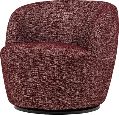 WOOOD Serra Draaifauteuil - Melange Stof - Bordeauxrood - 68x70x77