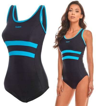 ZAGANO - Badpak dames - Sneldrogende - Sport zwempak - Strandpak damen - Maat 36 - zwarte / blauwe