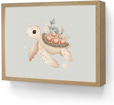 Wandlamp 40x30 cm - Oplaadbaar - Zeeschildpad - Onderwaterwereld - Pastel - Wandlampen binnen woonkamer - Slaapkamer lamp - Decoratieve nachtlamp - Vloerlamp draadloos