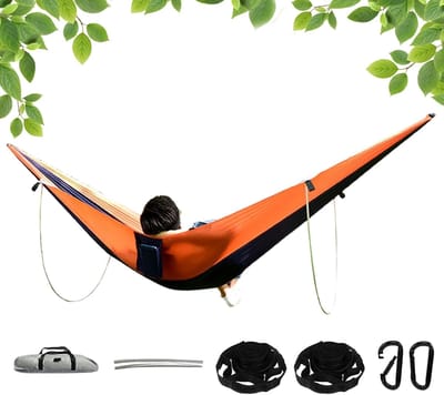 Buiten Hangmat - Kampeer Hangmat - Ontspanning in Natuur - Waterdicht Nylon Materiaal - 290x140cm - Oranje