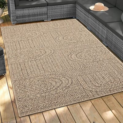 Buitentapijt 120 x 170 cm - Natuurlijk Beige Bruin - Voor Tuin, Terras, Balkon en Keuken