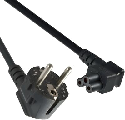 ACT Netsnoer Schuko CEE 7/7 male (haaks) - C5 (haaks) IEC 60320 zwart 1 m AK5409
