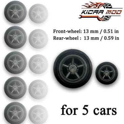 1/64 Voor Kleine Achter Grote Wielen Met Afneembare Rubberen Banden Vijf Spaken Voor Modelauto's Tuning Onderdelen Voor Hotwheels (5 Sets)