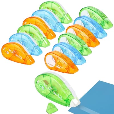Pack van 12 Dubbelzijdige Lijmrollers 8m x 8mm & 6m x 6mm voor Scrapbooking, Fotoalbums en Kaarten Maken