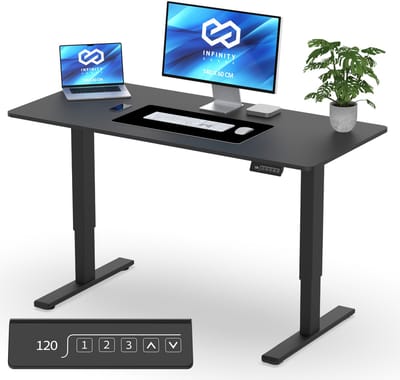 Infinity Goods Zit Sta Bureau Elektrisch Verstelbaar - 140 x 60 CM - Geheugenfunctie - Zwart