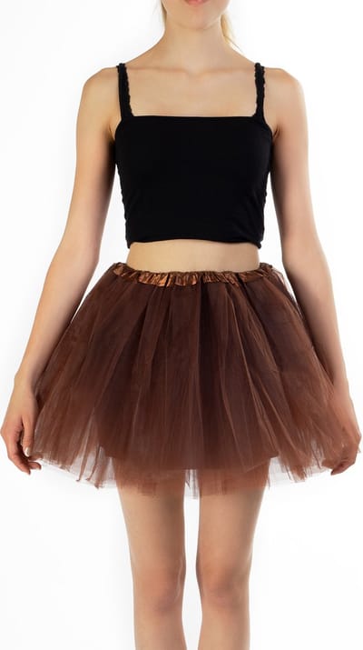 KIMU® Tutu Donker Bruin Tule Rokje - Maat 68 74 80 86 92 98 - Donker Bruine Petticoat Rok Baby Peuter - Balletpakje Kinderen Fee Festival