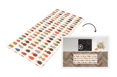 Keukenloper - Loper keuken - Ananas - Regenboog - Retro - Fruit - 120x50 cm - Keukenloper vinyl