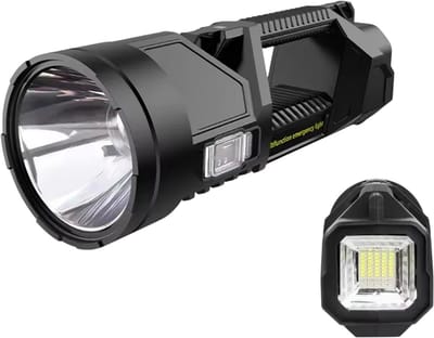 Krachtige LED Zaklamp met Zonnepaneel – Groot Formaat – Compacte Oplaadbare Zaklamp met Lange Afstand – USB & Solar Light – Help Zoeklicht voor Camping, Auto & Thuis
