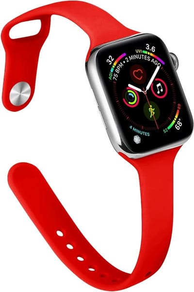 Stravo Slanke Siliconen bandje - Geschikt voor Apple Watch 42mm(Series 11/10) 41mm 40mm 38mm - Slanke en elegante siliconen horlogeband voor Apple Watch SE 1 2 3 / Series 11 10 9 8 7 6 5 4 3 2 1 - Apple Watch Bandje - Rood