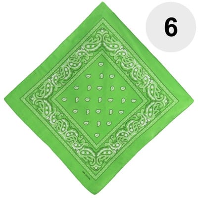 6 Stuks Paisley Bandana's - Paisley Boeren Zakdoek - Bandana - Hoofddoek - Lichtgroen