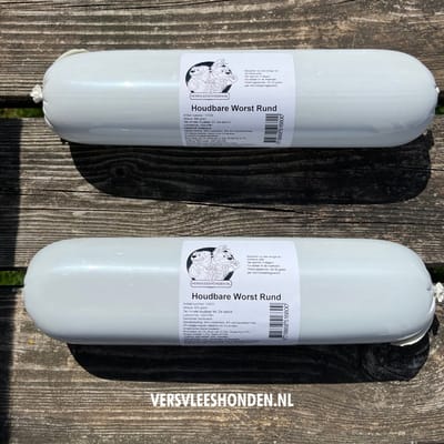 12 x 800 gram Houdbare Worsten - RUND - Zacht gestoomd vlees, glutenvrij, makkelijk voor de vakanties - Versvleeshonden