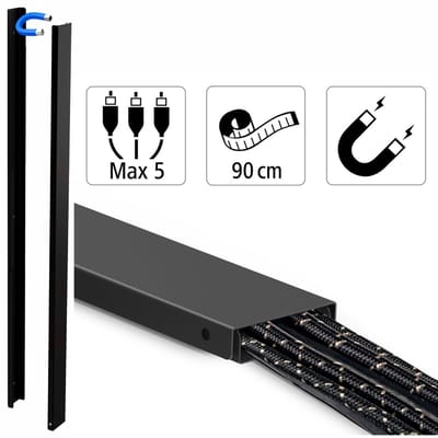 Hama Metalen Magnetische Kabelgoot 90x5.6x1.6 cm Zwart