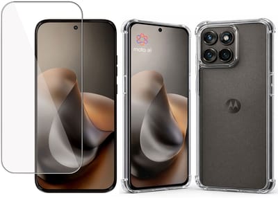 TechNow Hoesje + Screenprotector geschikt voor Motorola Moto G87 Hoesje Screenprotector - Tempered Glass - Extreme Shock Case Transparant