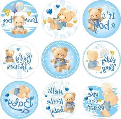 504 Baby Shower Stickers Jongens Blauw Cadeau Feest Scrapbooking Snoep Verpakking Beer Decoratie
