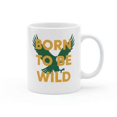 Born to Be Wild Koffiemok 330 ml – Stoere Adelaar Quote Keramische Mok voor Avontuurlijke Types