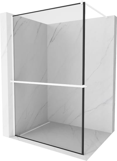 Mexen Kioto+ douchewand met plank Walk-in 70 x 200 , zwart frame, wit - 800-070-121-20-70