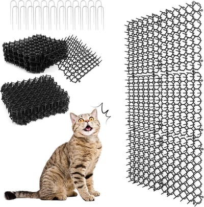 Deterrent Mat met Spikes - Kat Afschrikmat - Platte Stekels en Graafstop - Dierenafschrikking voor Tuinhek - 7.9×6.1inch/20x15.5cm (24PCS)