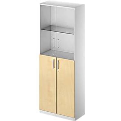 Schäfer Shop Genius Combikast TETRIS SOLID, 5 ordnerhoogten, glazen deuren en vleugeldeuren, b 800 mm, afsluitbaar